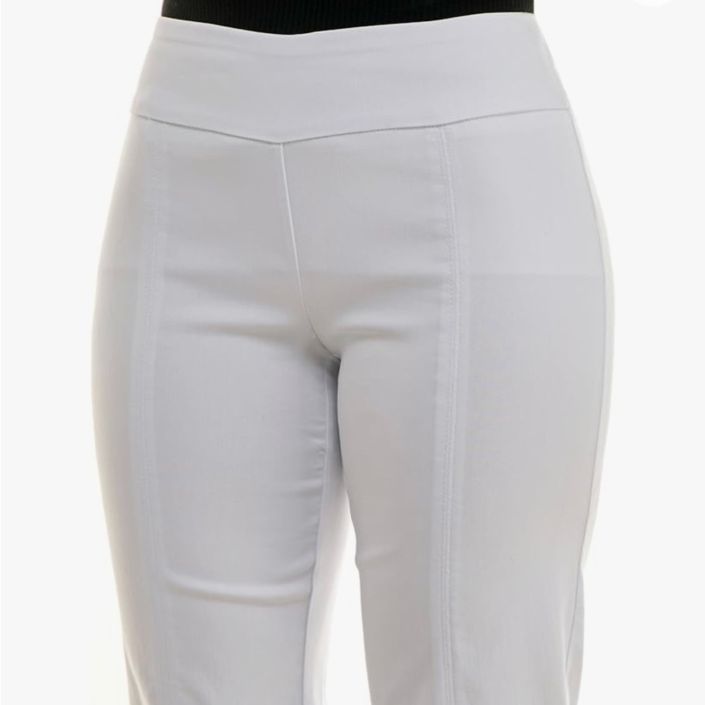 White Skinny Pants with Elastic Waistband and Tailored Finish